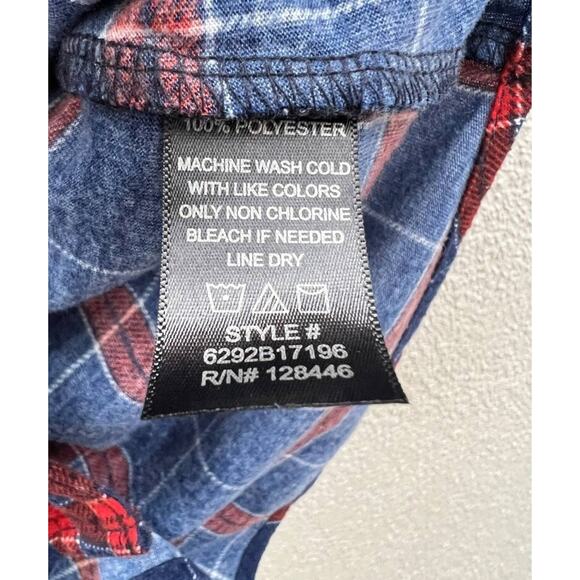 Alter Ego Womens Blue Red Plaid Ruffled Long Sleeve Button-Down Shirt Medium - Picture 6 of 10